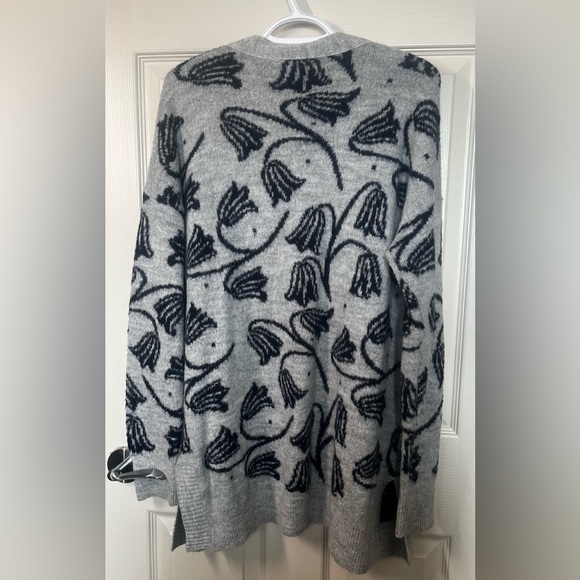 Loft Grey And Navy Tulip Cardigan - Picture 3 of 5